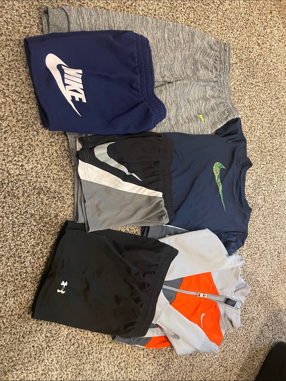 Nike Kids Navy Blue Gray Black Athletic Shorts and Tops Bundle